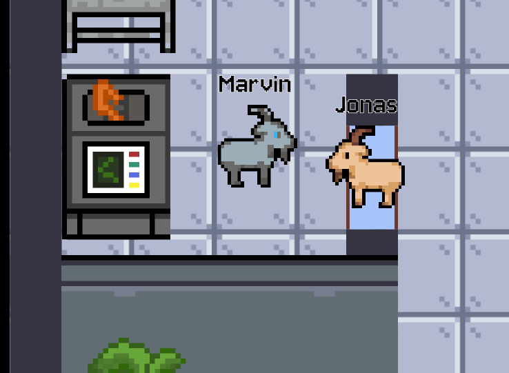 iGoat watching real goat escape through window